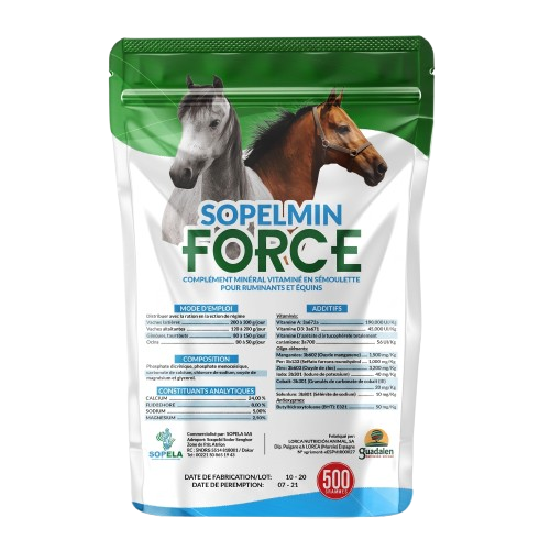 SOPELMIN FORCE – Complément Minéral Vitaminé en Semoulette pour Équins(1Kg)